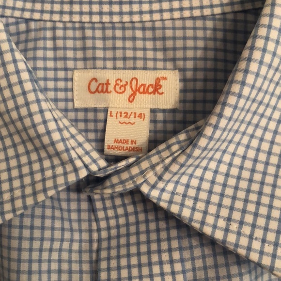 Brand new boys L (12/14) blue and white button down long sleeve - Picture 2 of 5